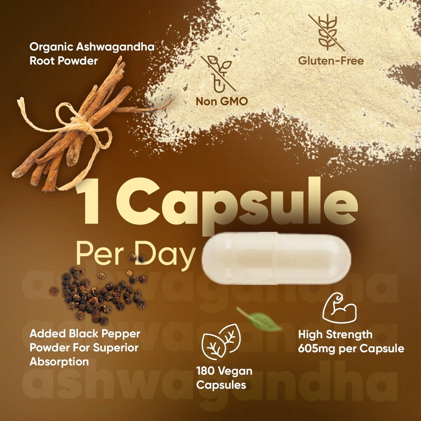 WeightWorld Potente 1200mg Ashwagandha Capsules – 180 Capsules, Biologisch, Hooggedoseerd, Met Zwarte Peper,