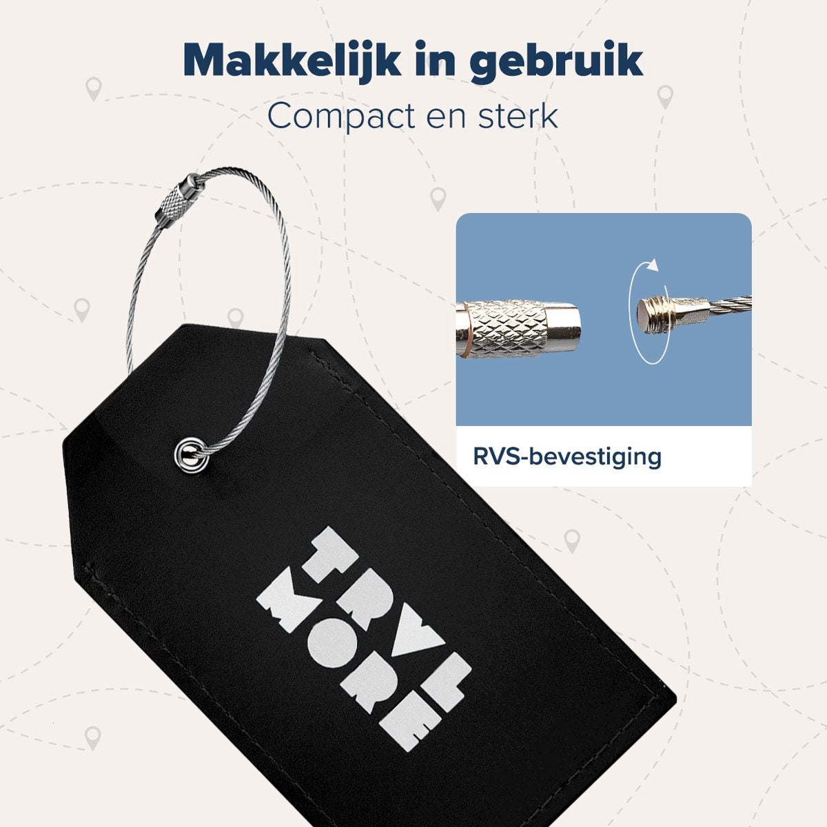 TRVLMORE Kofferlabel - Leer - Voor Koffers en Tassen - 4 Stuks - Zwart