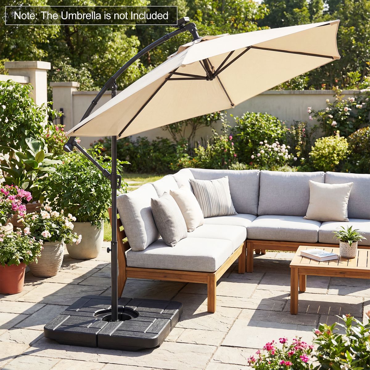 Coast Parasolvoet Set - 4-delig - Vulbaar met water of zand - Zwart - Voor grote parasols