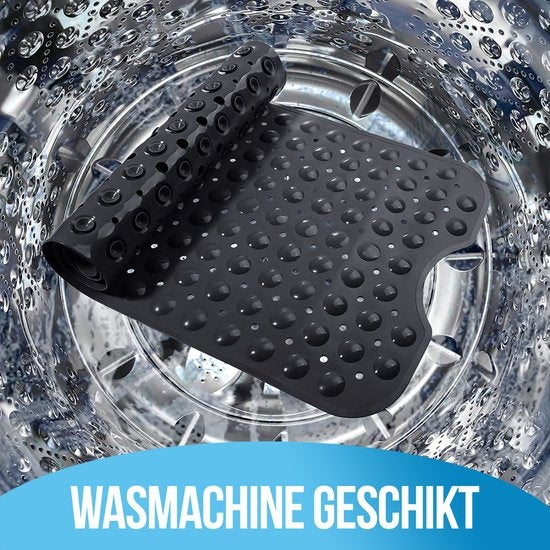 Avalo Badmat / Antislipmat Douche - 100x40CM - Zwart - Met Zuignappen - Douchemat Antislip voor Douche - Badkamermat