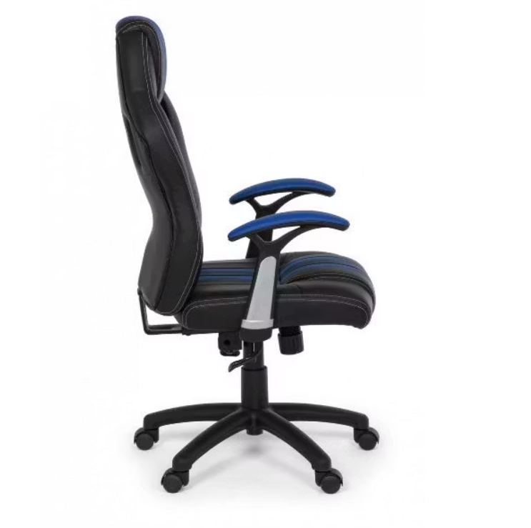 Bizzotto Spider Bureaustoel - Met Armleuningen - 64.5 x 63 x 111-121 cm - Zwart Met Blauw
