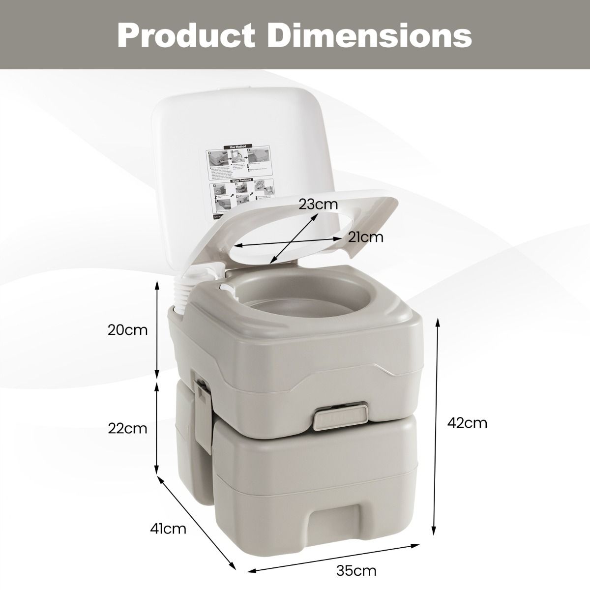 Coast Draagbaar Toilet - 20L Afvaltank - Spoelpomp - Grijs