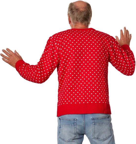 Dressforfun Kersttrui sneeuwpret rood-wit M - verkleedkleding kostuum halloween verkleden feestkleding carnavalskleding carnaval feestkledij partykleding - 303376