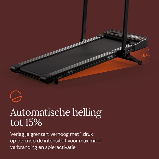 Moov Run Plus Loopband Inklapbaar met Helling 15% - 1-14 km/u Treadmill - Walking Pad - Opvouwbare Wandelband - Incl. Accessoires