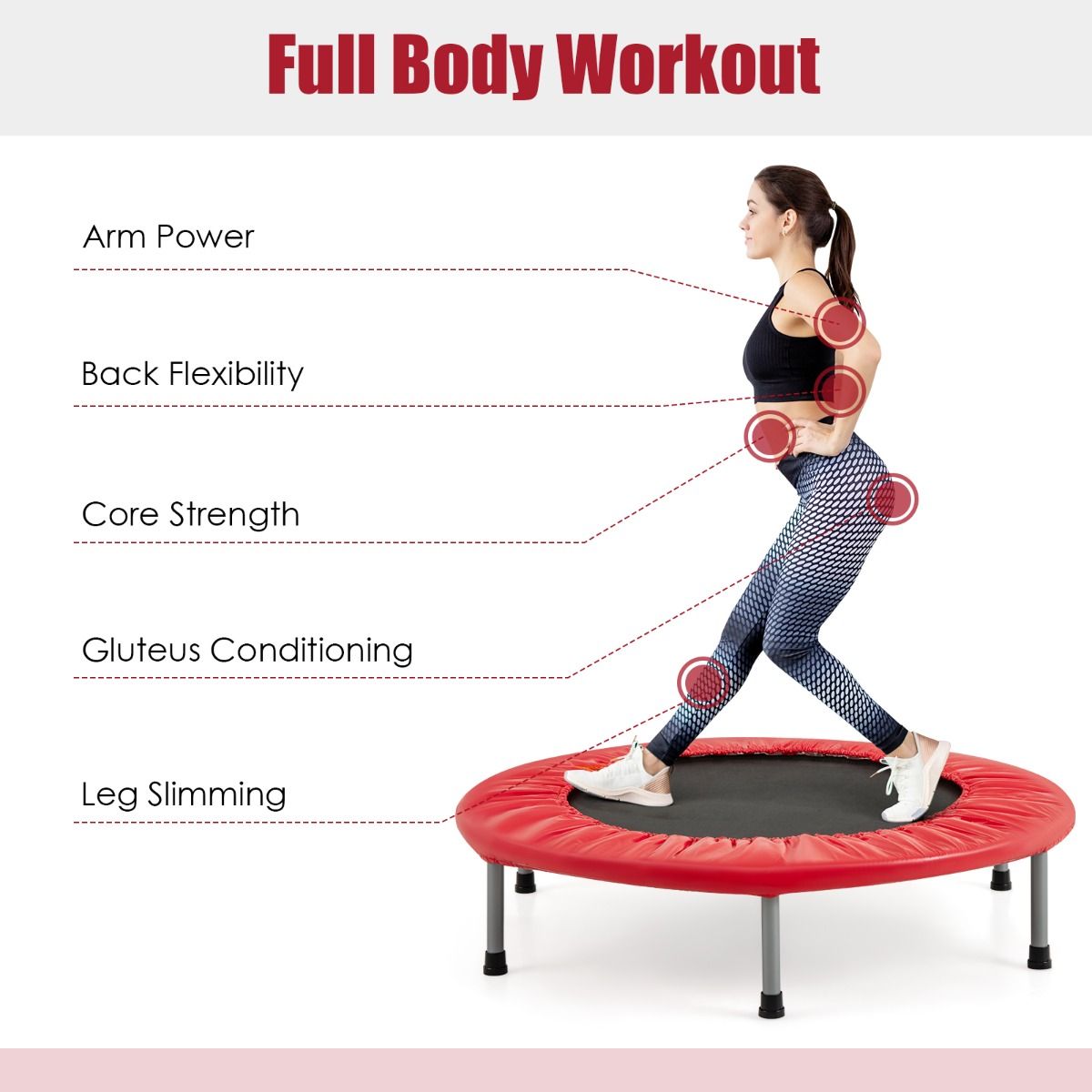 Coast Mini Trampoline - Opvouwbaar - Kindertrampoline tot 150 kg - rood Ø 97 cm