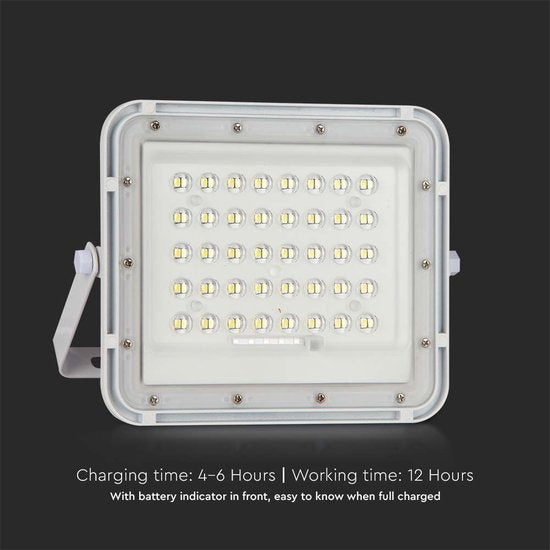 V-TAC VT-40W-W Solar Schijnwerper | IP65 Waterdicht | Wit | 6W | 400 Lumen | 4000K
