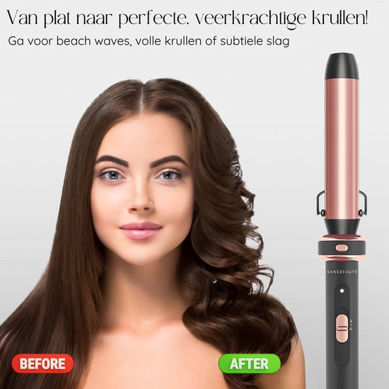 Sansbeauté® 6 in 1 Krultang met Klem - Keramische Haarkruller - 13mm tot 38mm - Föhnborstel Kort Haar - Warmteborstel - Krultangen - Thermal Brush - Haarstyler - Krulborstel 5 in 1