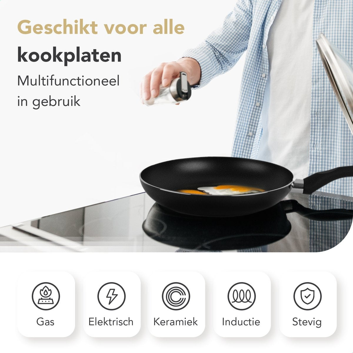 Rochester Pannenset - 18-delig - Aluminium - Non-stick - Incl. Deksel - Zwart