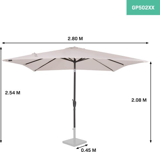 VONROC Premium Stokparasol Rosolina 280x280cm - Incl. beschermhoes – Vierkante parasol - Kantelbaar – UV werend doek - Beige