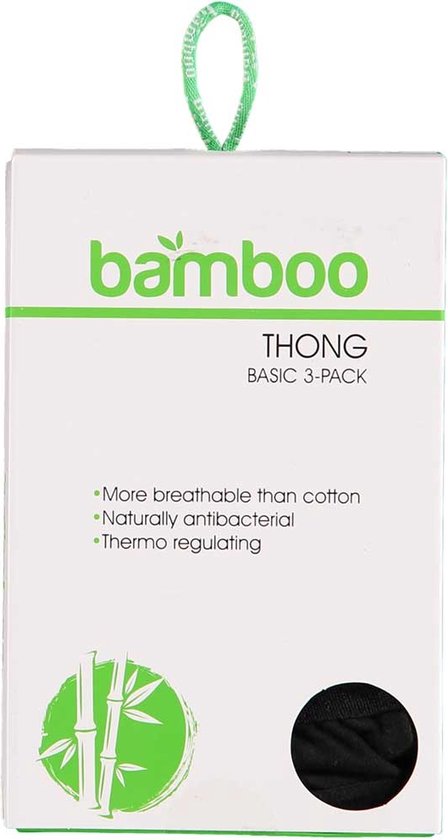 Apollo Dames String Zwart Bamboe 3-pack - Maat XL