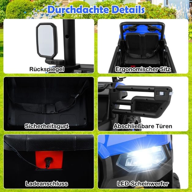 Coast Elektrische Kinderauto 12V – Kiepwagen met Afstandsbediening 106 x 60 x 59 cm – Donkerblauw