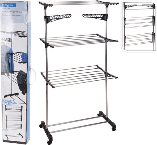Droogtoren 6 rekken - 80x57x165 cm - 17 meter - Wit