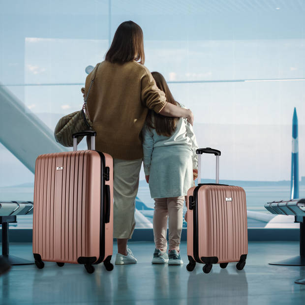 Slazenger Kofferset – 2-Delig: 26L & 71L – 63 x 43 x 26 cm + 43 x 30 x 20 cm – Rosé