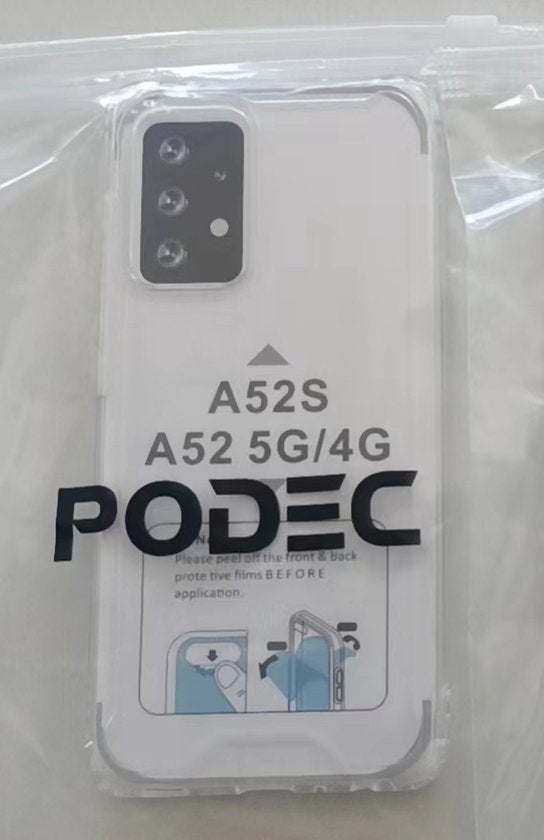 Podec Hoesje geschikt voor Samsung Galaxy A52 Doorzichtig Telefoonhoesje - Anti-Shock Case Cover met 1x Screenprotector