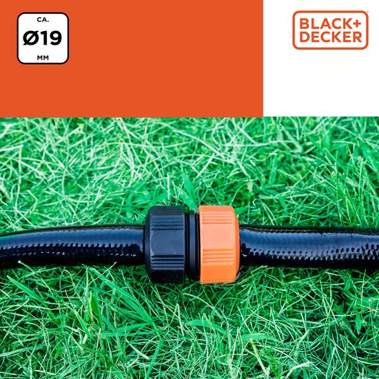 BLACK+DECKER Slangverbinder 3/4'' - 19 ⌀ CM - Tuinslangkoppelig - Zwart/Oranje