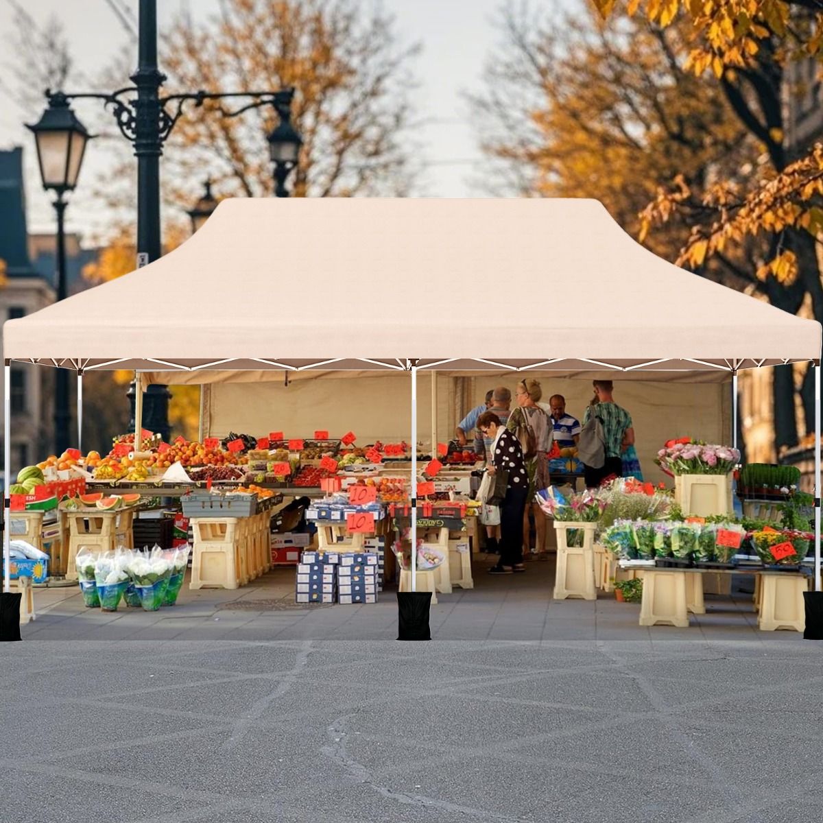 Coast Opvouwbaar Tuinpaviljoen - Waterdichte partytent - Zonwering - 300 x 600 cm - Beige