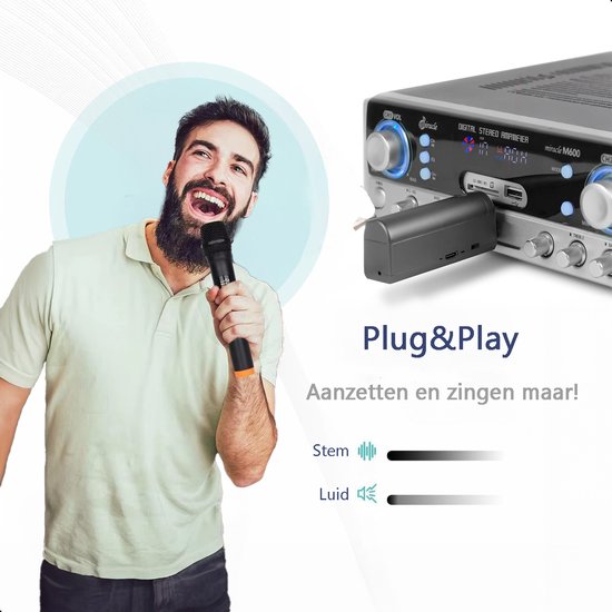 Tech Essentials® Draadloze Microfoonset - 2.4Ghz - USB-C Ontvanger - Plug & Play | Karaoke - Studio - 3.5-6.3mm Jack - ASMR - Geschikt Voor Partybox