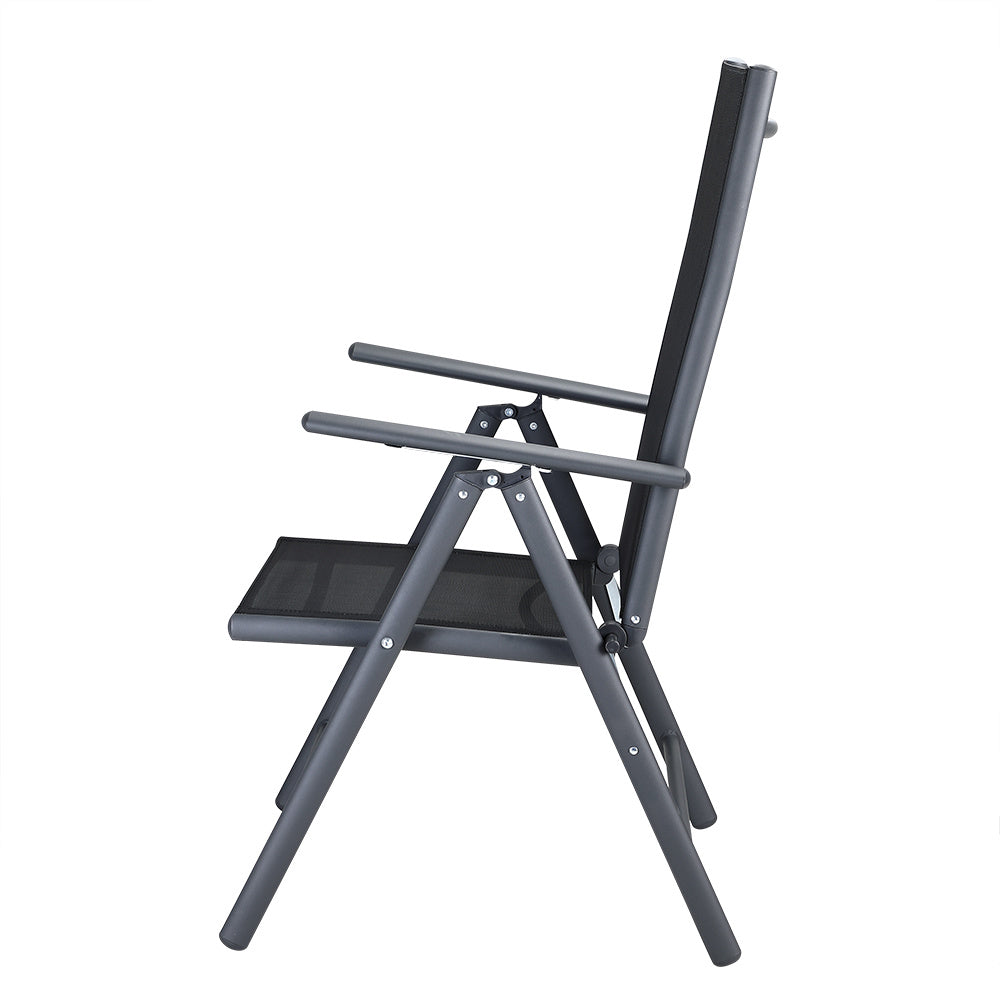 Tuinset 4 + 1 Klapstoelen Tuintafel – Aluminium 80x80cm - Grijs