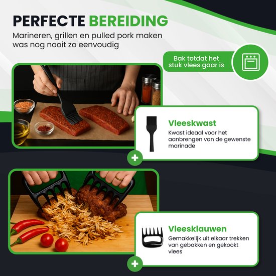 TTD® Premium BBQ Accesoires Set 30-delig - BBQ Gereedschapset RVS - Barbecue Accessoires - BBQ Tang - BBQ Spatel - Met BBQ Handschoenen en Schoonmaak Borstel - Inclusief Opbergtas
