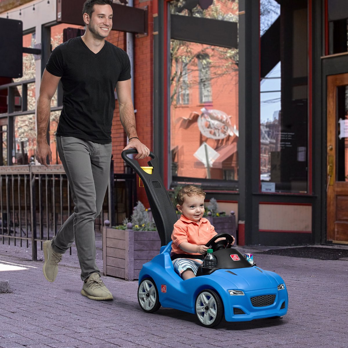 Step2 Whisper Ride Cruiser Loopwagen in Blauw - Duwauto / Loopauto met duwstang - Voor kinderen vanaf 1,5 jaar
