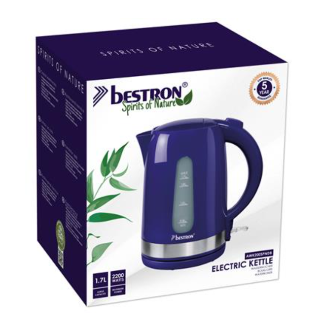 Bestron AWK200SPNDB Waterkoker - 1,7 L - 2200 W - 21,7 x 15,5 x 24,5 cm - Navy