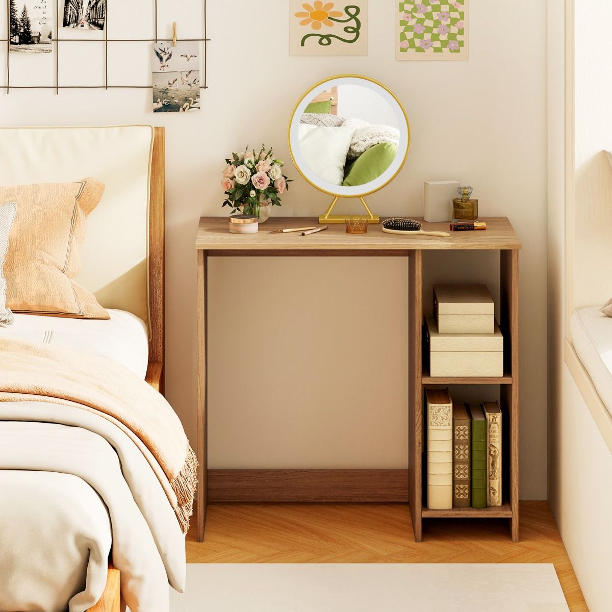 Coast Bureau met 2 opbergvakken - compact - stabiel - naturel - 80 x 40 x 74 cm