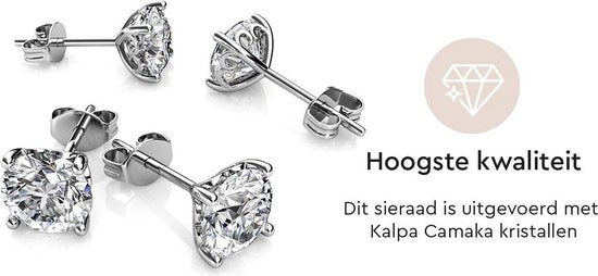 Yolora Dames Oorbellen - Ronde Kalpa Camaka Kristallen - Zilverkleurig - 18K Witgoud Verguld - Vrouwen Oorknoppen Zilver - Oorknopjes - Sieraden - Luxe Giftbox - Geschenkdoos - Cadeau doos - Exclusieve Geschenkverpakking - Mooie Cadeauverpakking