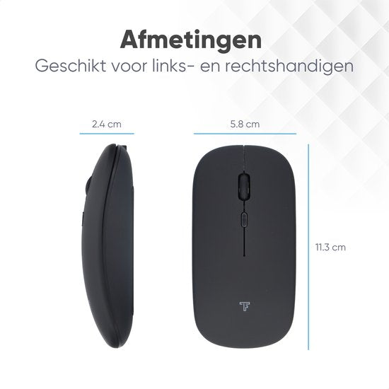 Trendfield Draadloze Muis - Oplaadbare Computermuis - Bluetooth - Ergonomische Muis met Stille Klik - Geschikt voor alle Laptops - Zwart