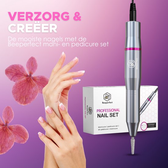 Beeperfect® Elektrische Nagelvijl - Nagelfrees - Manicure en Pedicure set - 11 Bitjes en 60 Schuurrolletjes
