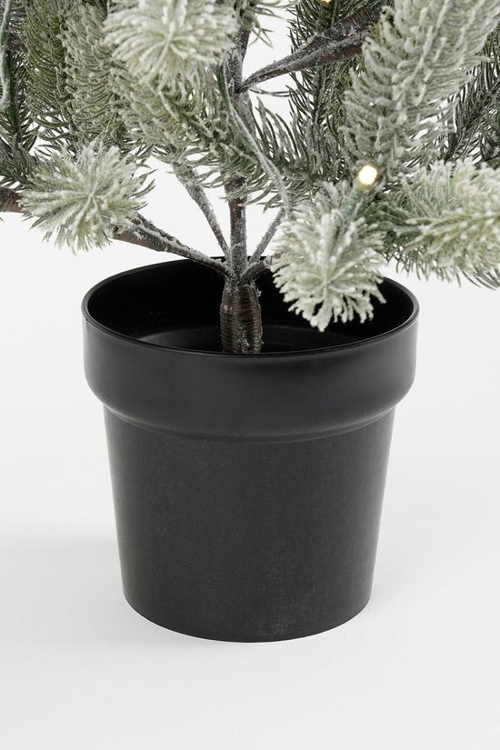 Black Box Trees Nigata Kunstkerstboom in Pot met LED Verlichting - H90 x Ø55 cm - Groen Frosted