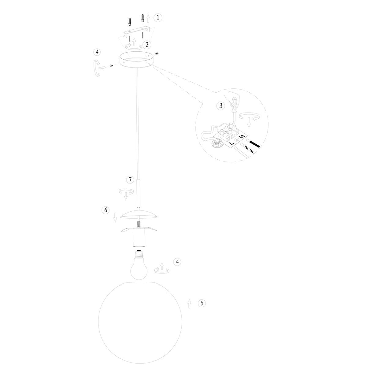 Steinhauer - hanglamp - Bollique - zwart - glas metaal - Ø 30cm - E27 - 3498ZW