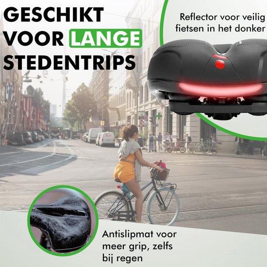 Travelhawk Fietszadel - Stadszadel - Extra Comfortabel - Ventilerend - Unisex - Zwart