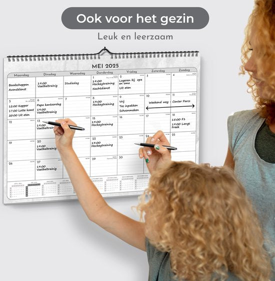 Systemyze Maandkalender 2025 Ophangbaar 12 Maanden - Kalender - Jaarkalender - Maandplanner - Wandkalender - Jan 2025 t/m Dec 2025 - 43 x 33cm