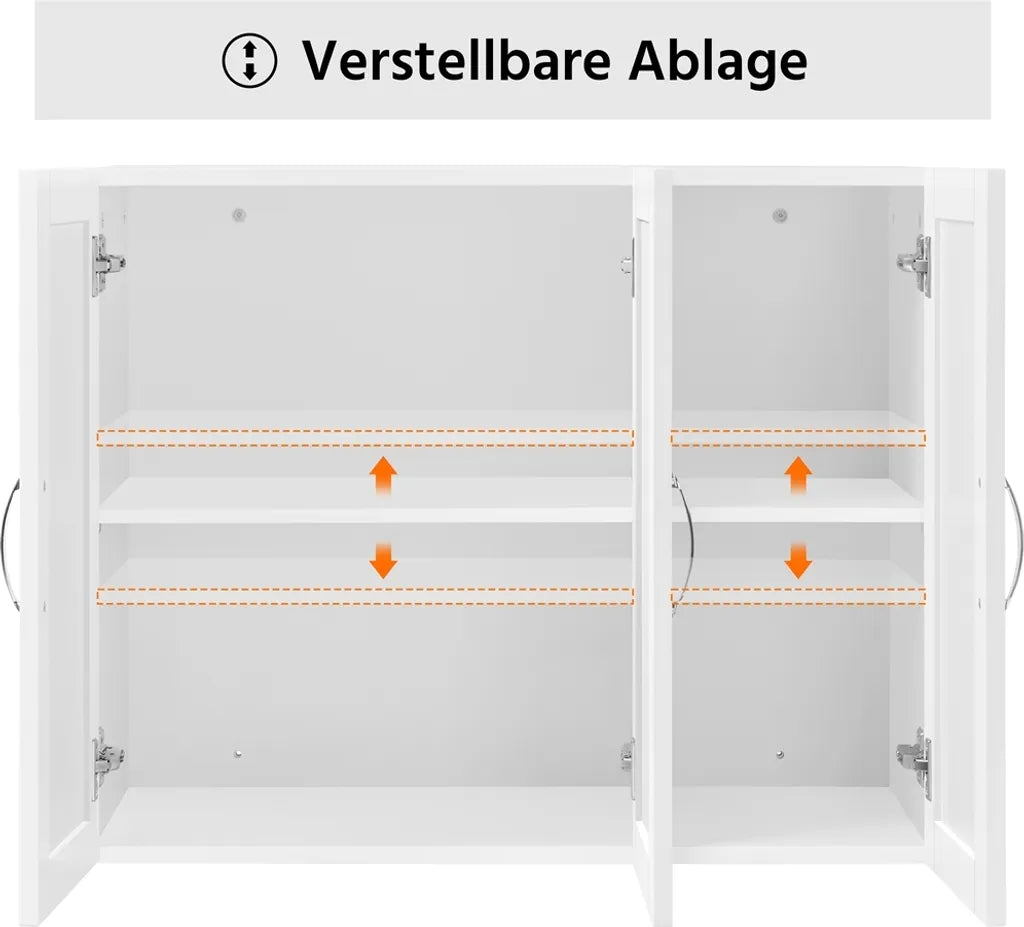 Yaheetech Hangkast - 3 Deuren - Verstelbare Plank - 75 x 31 x 60 cm - Wit