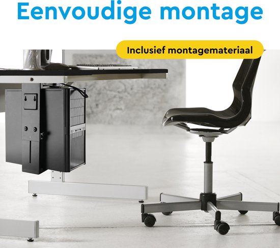 BRASQ Universele CPU Houder Zwart - Verstelbare CPU-standaard - Kabelmanagement - 360 graden draaibaar - Draagkracht 10 KG