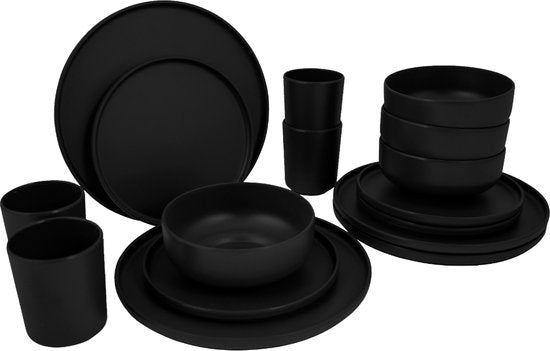 Bo-Camp - Industrial - Servies - Patom - 16 Stuks - Antraciet