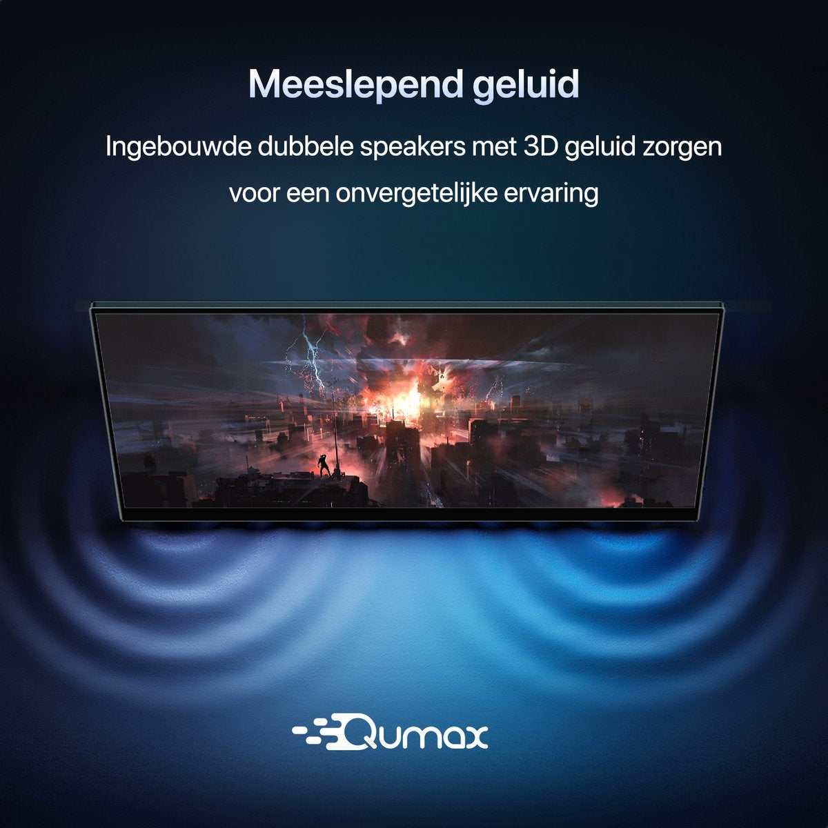 Qumax Portable Monitor – 15.6 inch Draagbare monitor – Full HD – HDMI & USB-C – Inclusief Hoes & Standaard – Multifunctioneel – Ingebouwde Speakers