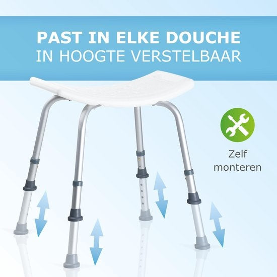 Vivamore Douchekruk - Antislip Douchestoel - In Hoogte Verstelbaar - Max. 150 KG