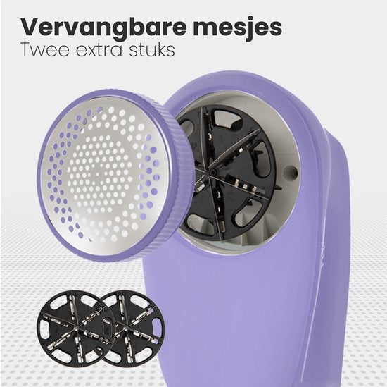Auronic Elektrische Pluizenverwijderaar - Draadloze Ontpiller - Accuduur 60 minuten - Pluizentondeuse - 2 Extra Opzetstukken - Paars