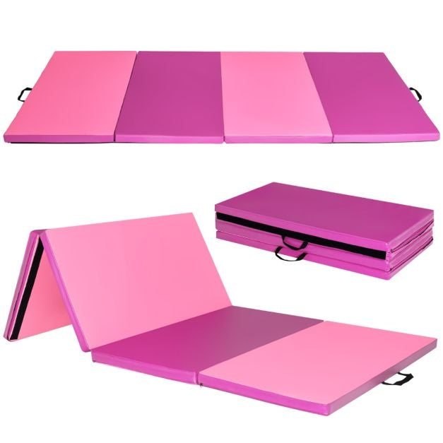 240 x 120 x 5cm Gymnastiek Mat Opvouwbare Oefenmat met Handvat Afneembare PU Lederen Hoes Lichtgewicht Tumbling Mat