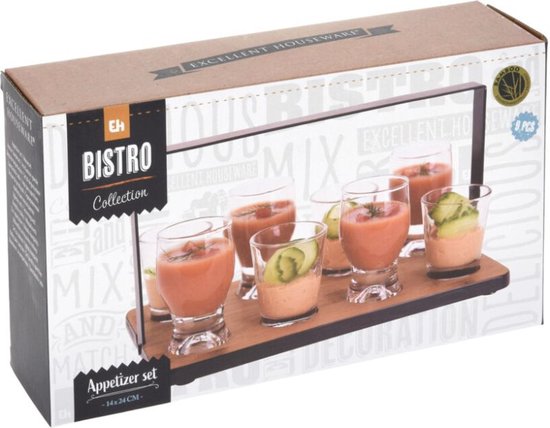 Excellent Houseware Amuse Set Met Serveerrekje En Glaasjes