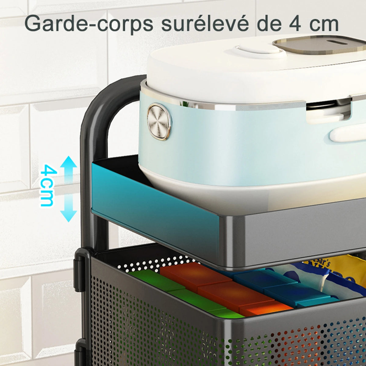 Maxcook Keukenrek Staande Trolley Draaibaar Opbergrek - 5 Lagen Kastplanken