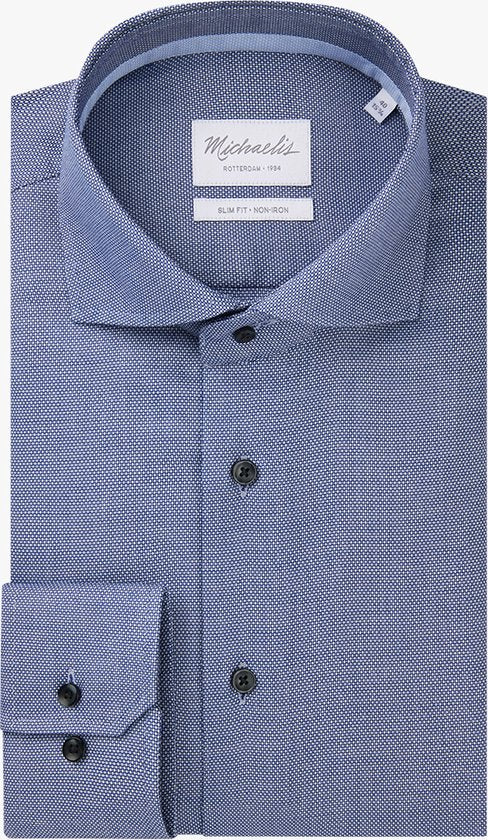 Michaelis slim fit heren overhemd - Oxford - donkerblauw - Strijkvriendelijk - Boordmaat: 38