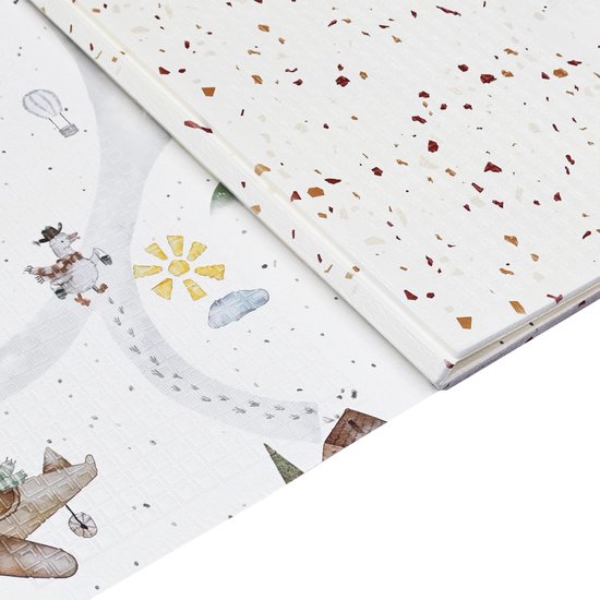 NilaFee® - Speelmat Baby - Speelkleed - Anti slip - Opvouwbaar - Opbergtas - 147 x 190 - XPE - CE getest - Waterafstotend - Auto - Vliegtuig - Terrazo Brown