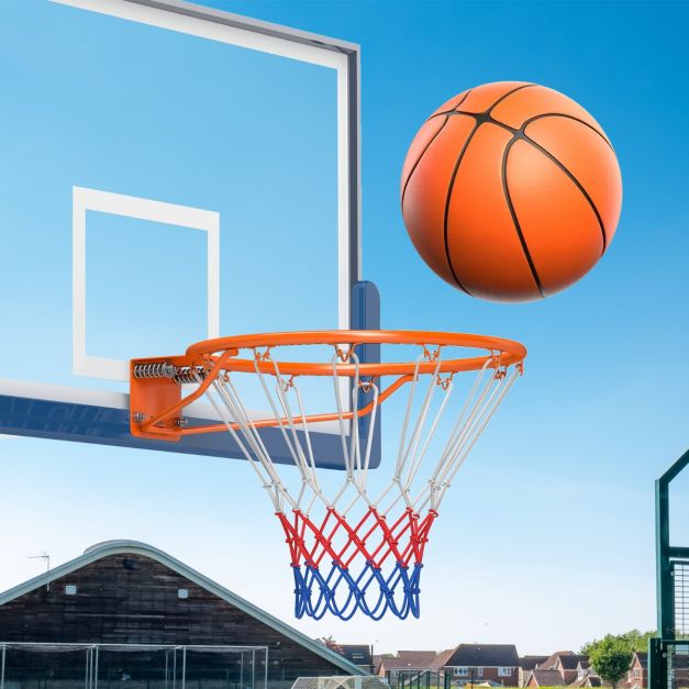 Coast 45 cm Basketbalring met Net voor Alle Seizoenen aan de Muur Bevestigde Basketbalstandaard met Dubbele Veren