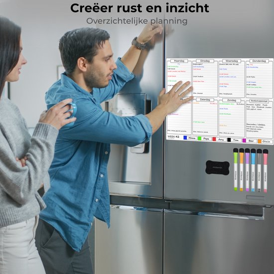 Systemyze Weekplanner Whiteboard – Magnetisch Planbord – Magnetische Maandplanner – Inclusief Markers & Wisser – A3 Formaat