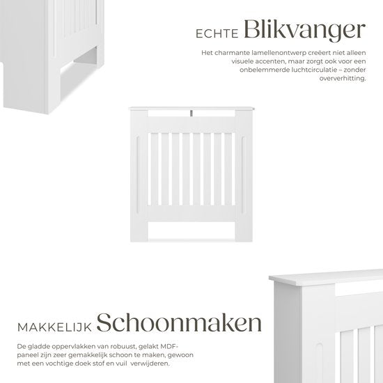 tectake® Radiatorombouw - Radiatorafdekking - Radiatorpaneel - Radiatoromkasting - Verwarmingsombouw - Lamellenontwerp, met plank - Div. afmetingen - 78x19x82cm - wit