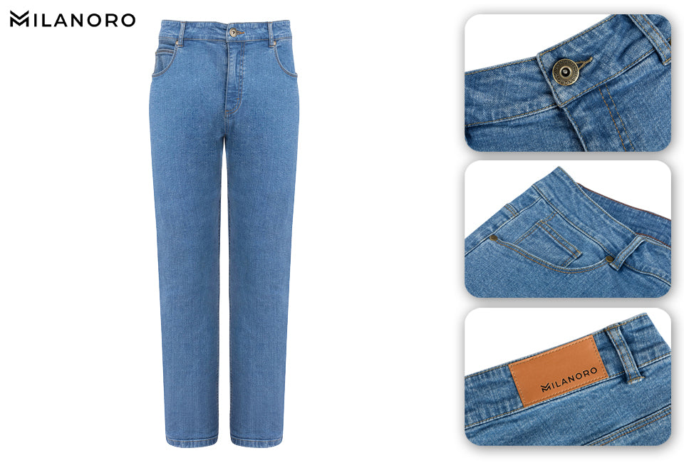 Milanoro - Stijlvolle jeansbroek voor heren - Lichtblauw - W36 - L34