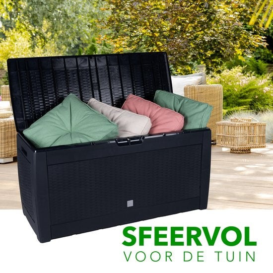 Lifetime Garden Opbergbox - Tuinkussenbox met Wielen - 310L - Zwart