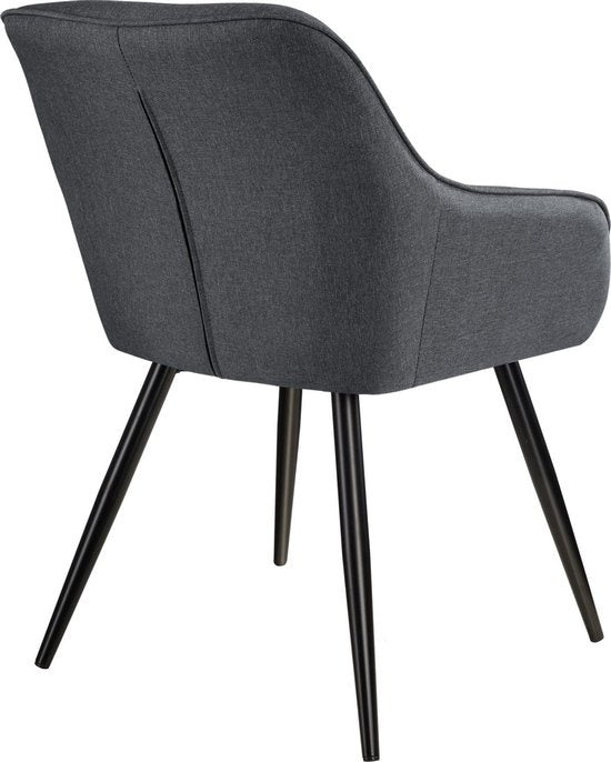 tectake® - Stoel Marilyn Linnen Look - eetkamerstoelen - kuipstoelen - donkergrijs / zwart - 403672